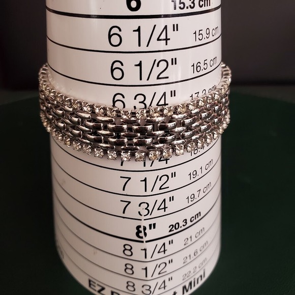 Vintage KJL‎ Kenneth J Lane Silver Tone Basket Weave Crystal Edge Bracelet - Picture 6 of 7